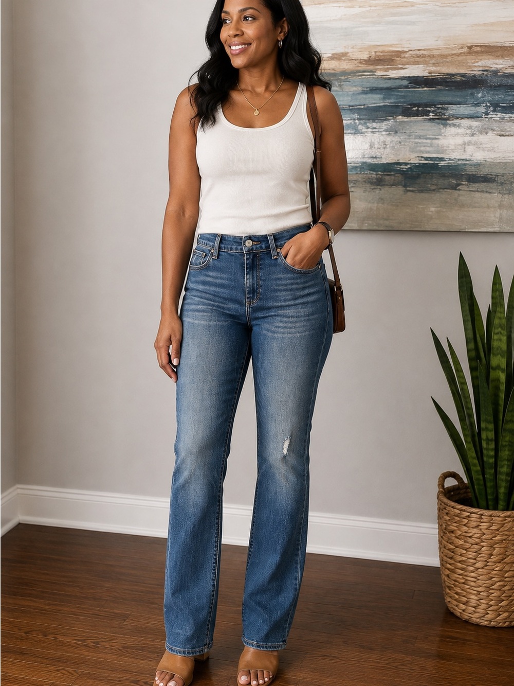 Lucky Brand Mid-Rise Straight Leg Jeans in Medium Wash Blue